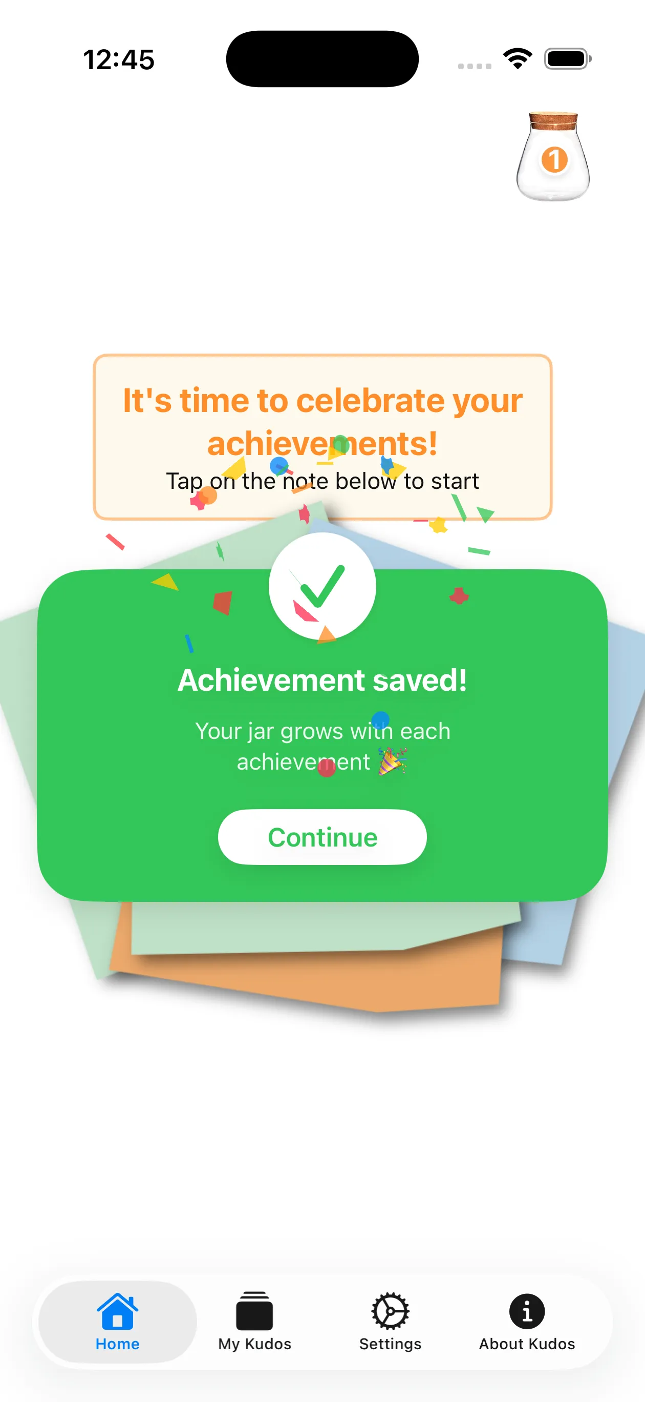 Confetti al guardar un logro